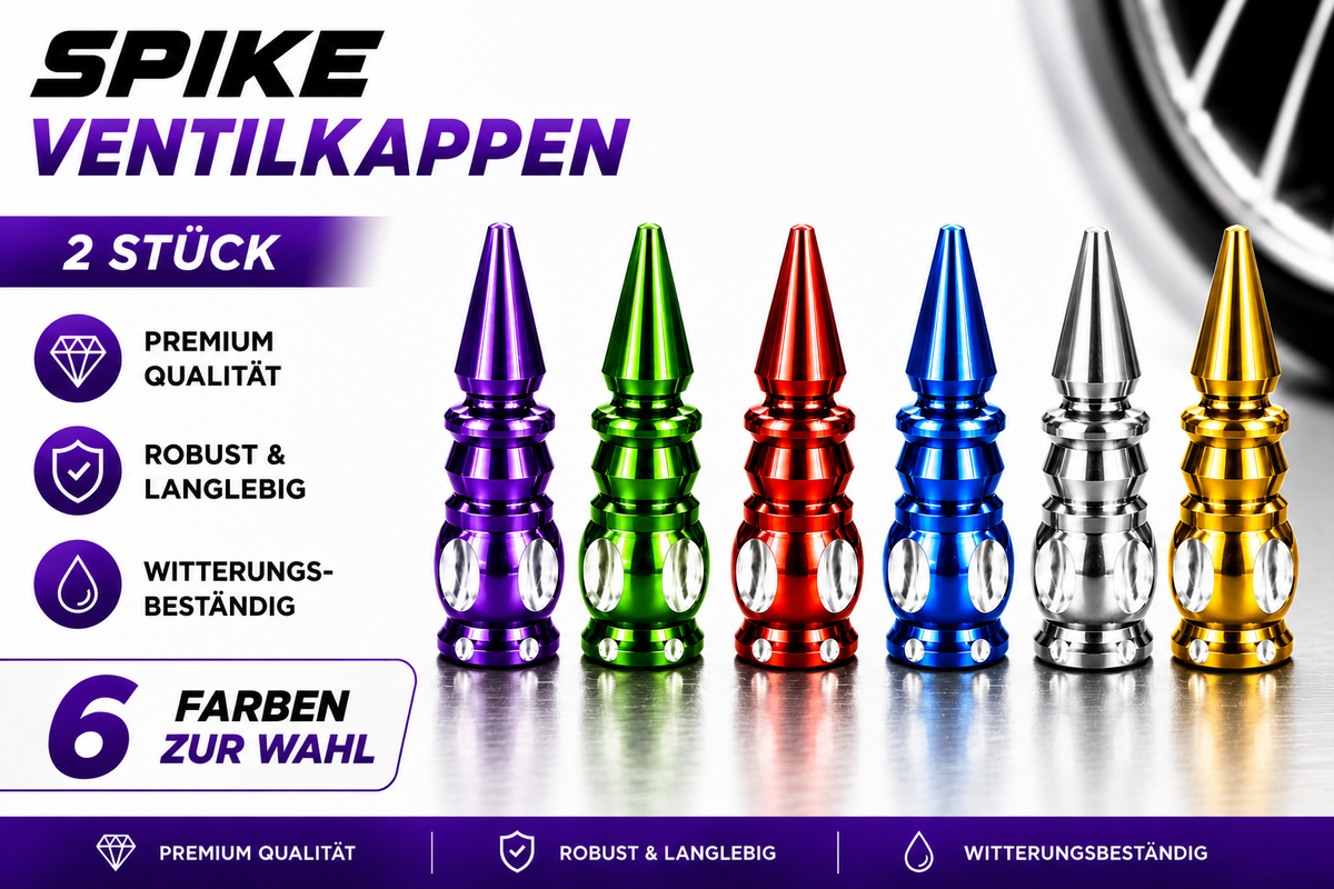 Ventilkappen Spike Premium Version 4 Stück Alu verschiedene Farben Schrader