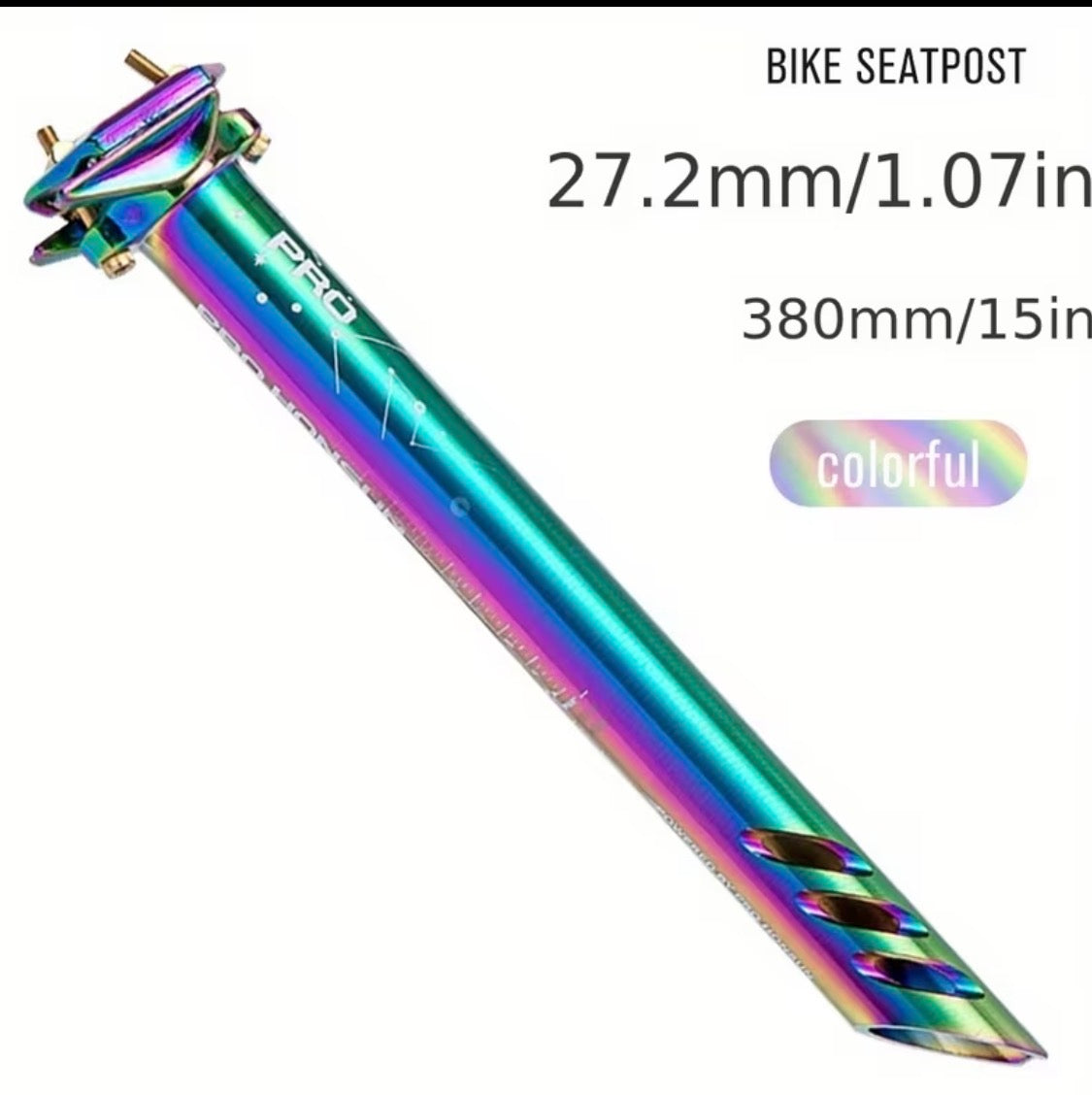Alu-Sattelstütze 380 mm – Rot & Oil Slick – Ø 27,2 / 30,8 / 31,6 mm x 400 mm