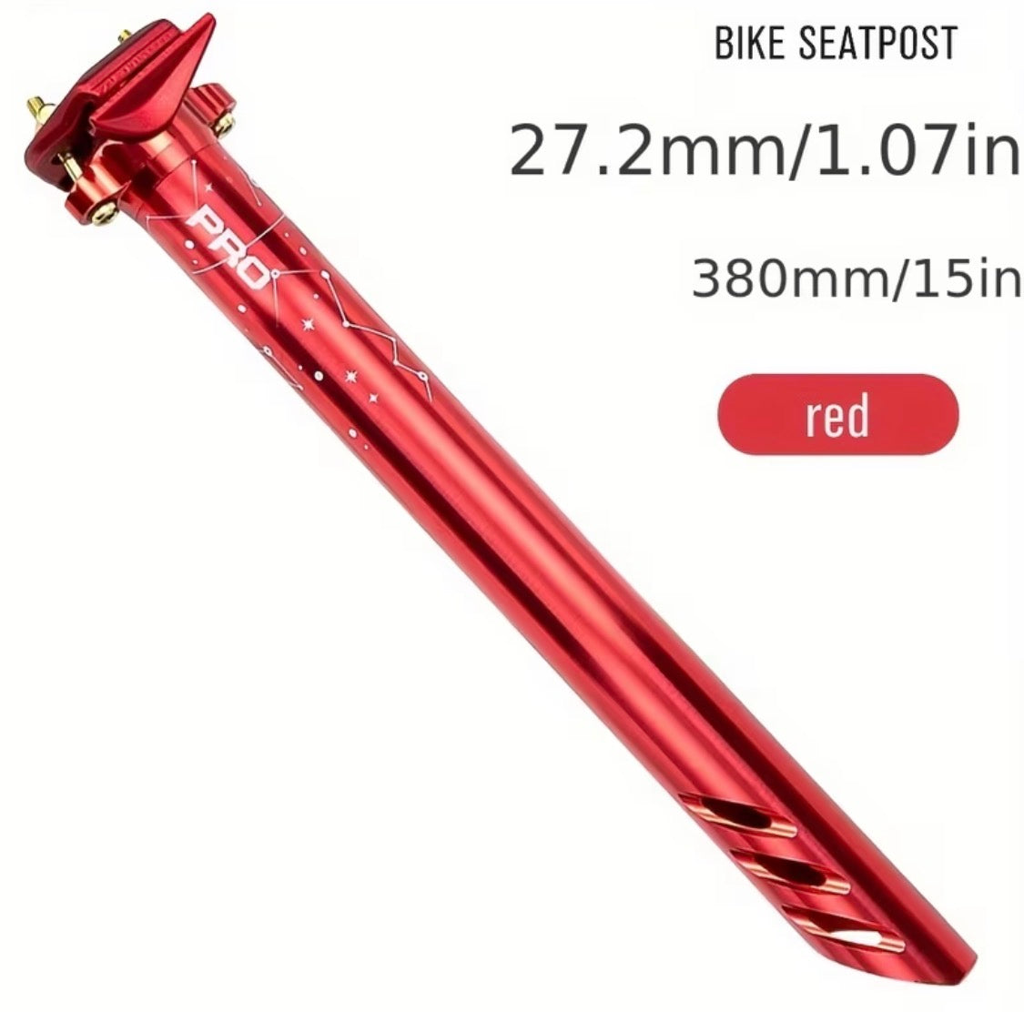 Alu-Sattelstütze 380 mm – Rot & Oil Slick – Ø 27,2 / 30,8 / 31,6 mm x 400 mm