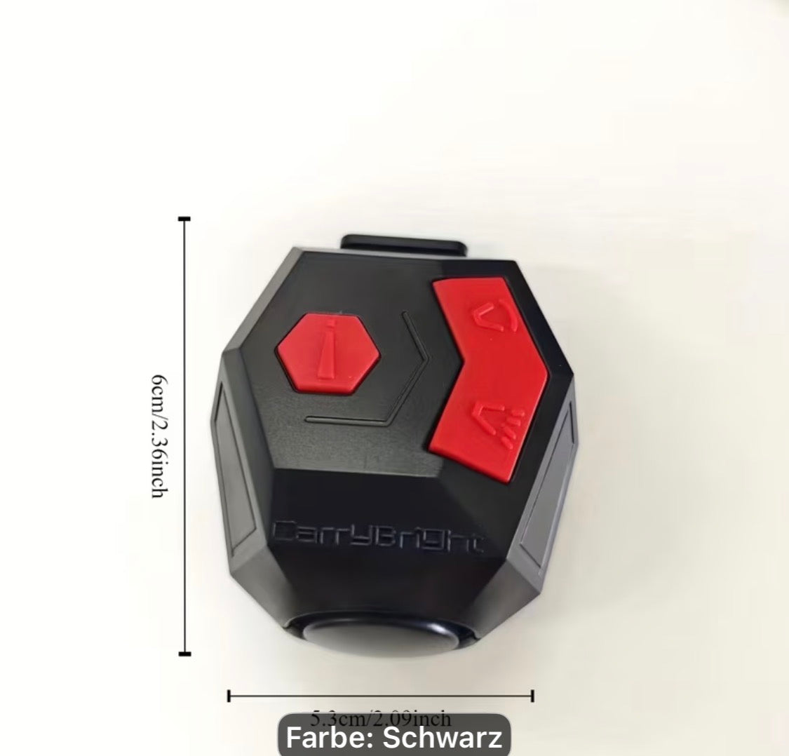Fahrradhupe 120 dB mit Alarm & USB-Ladefunktion – Schwarz / Carbon-Look