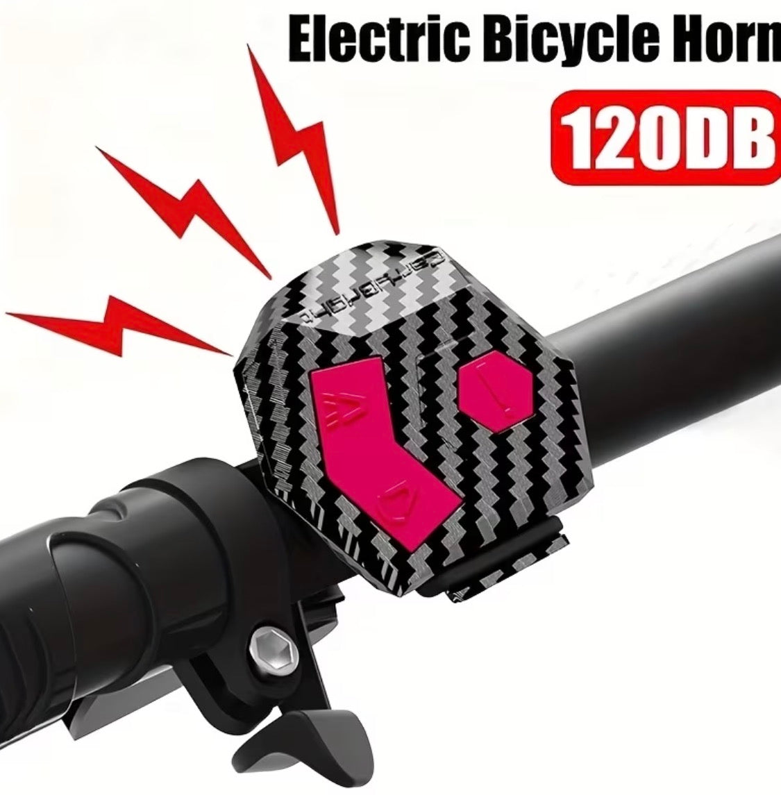 Fahrradhupe 120 dB mit Alarm & USB-Ladefunktion – Schwarz / Carbon-Look