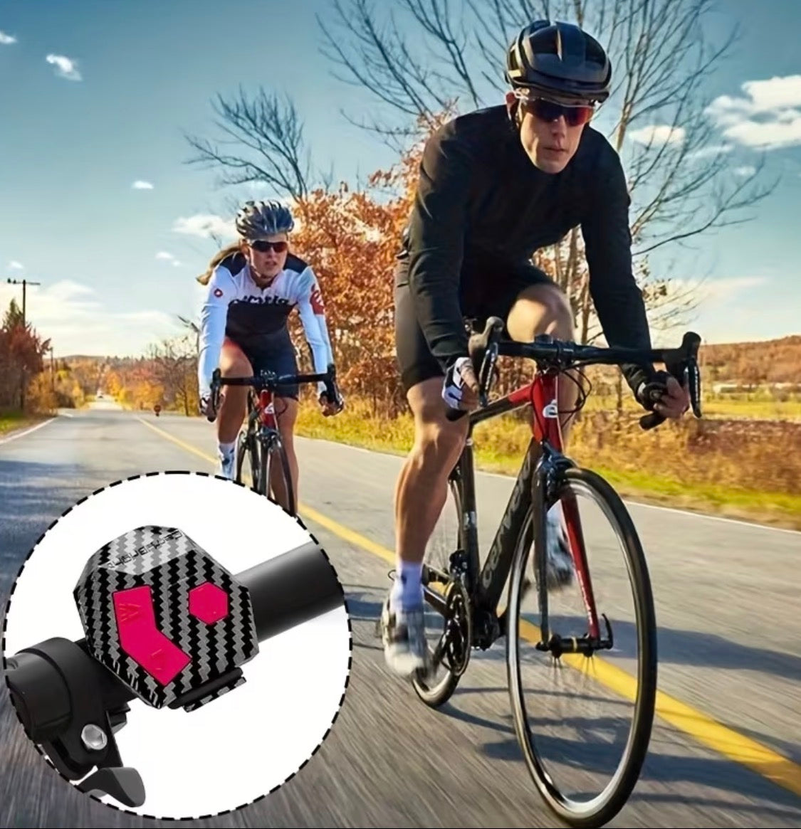 Fahrradhupe 120 dB mit Alarm & USB-Ladefunktion – Schwarz / Carbon-Look