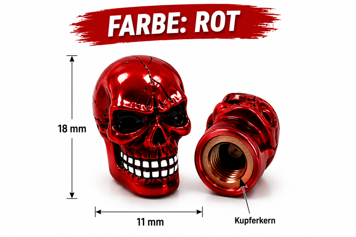 Ventilkappen, Premium Totenkopfdesign 4Stück Handbemalt Schraderventile