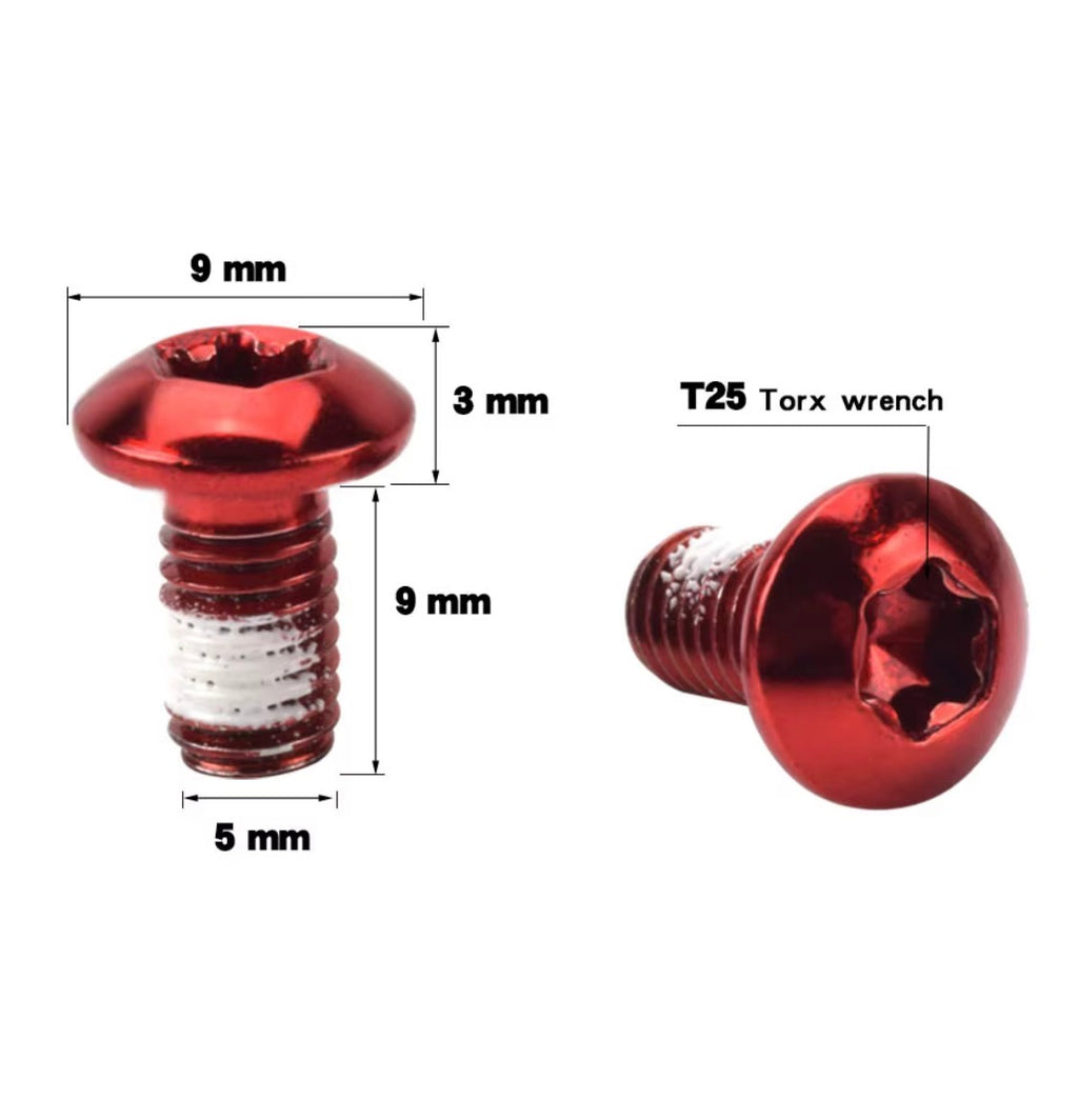 12x M5x9 Bremsscheiben Schrauben T25 Torx MTB Fahrrad E-Bike farbig