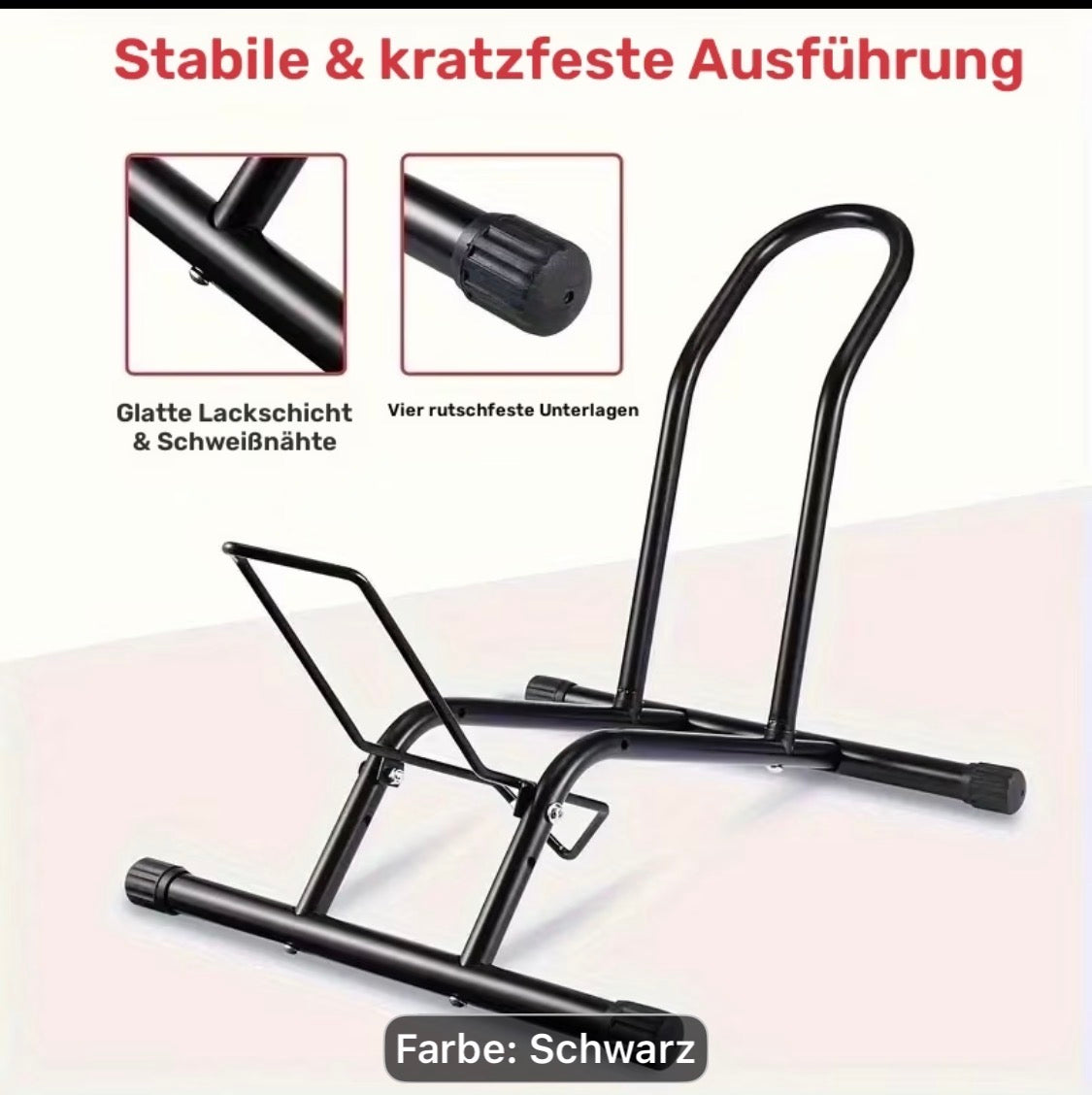 Fahrradständer Schwarz – Freistehender Bodenständer für Garage & Zuhause