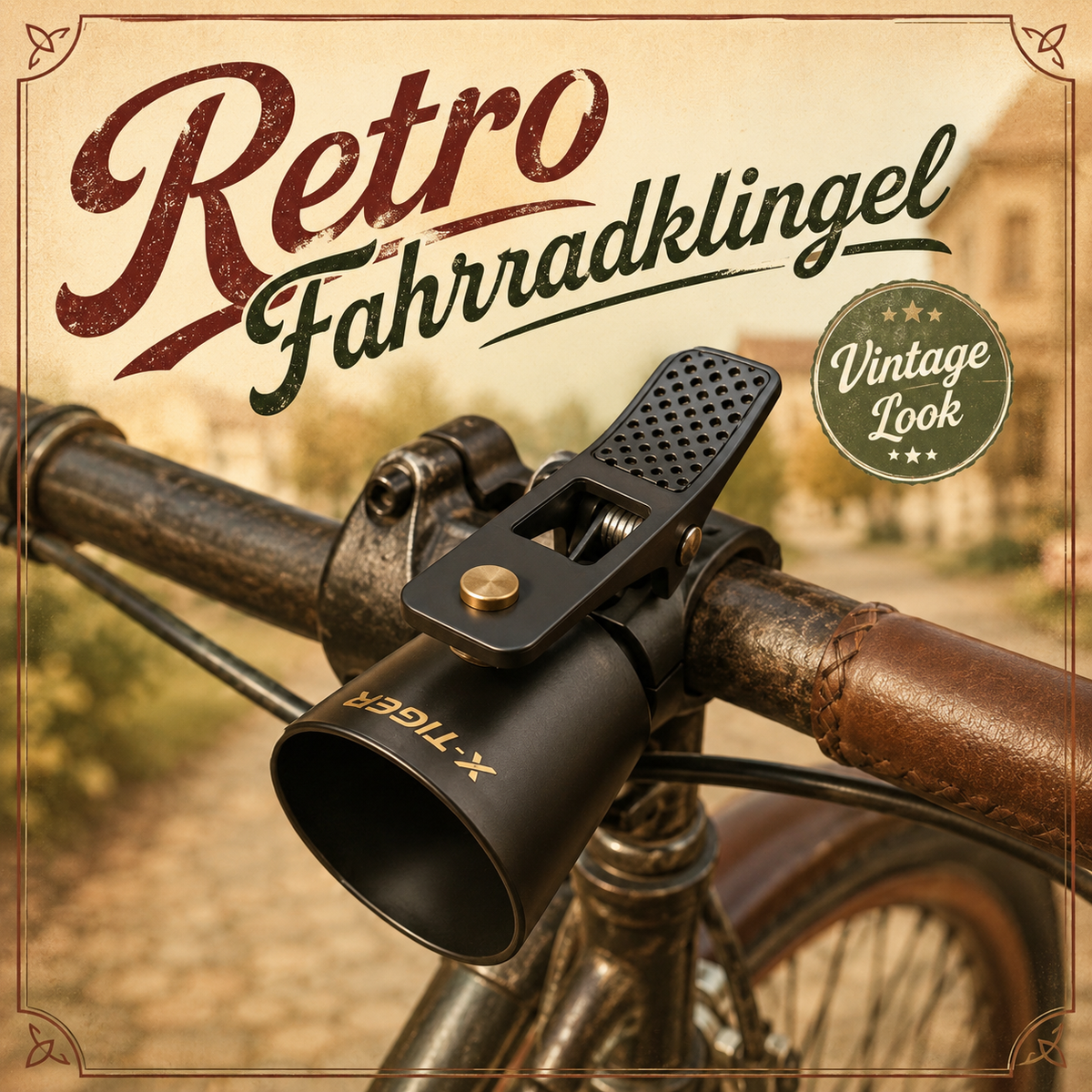 Retro Fahrradklingel Schwarz – Metall-Klangkörper mit Hebelbedienung