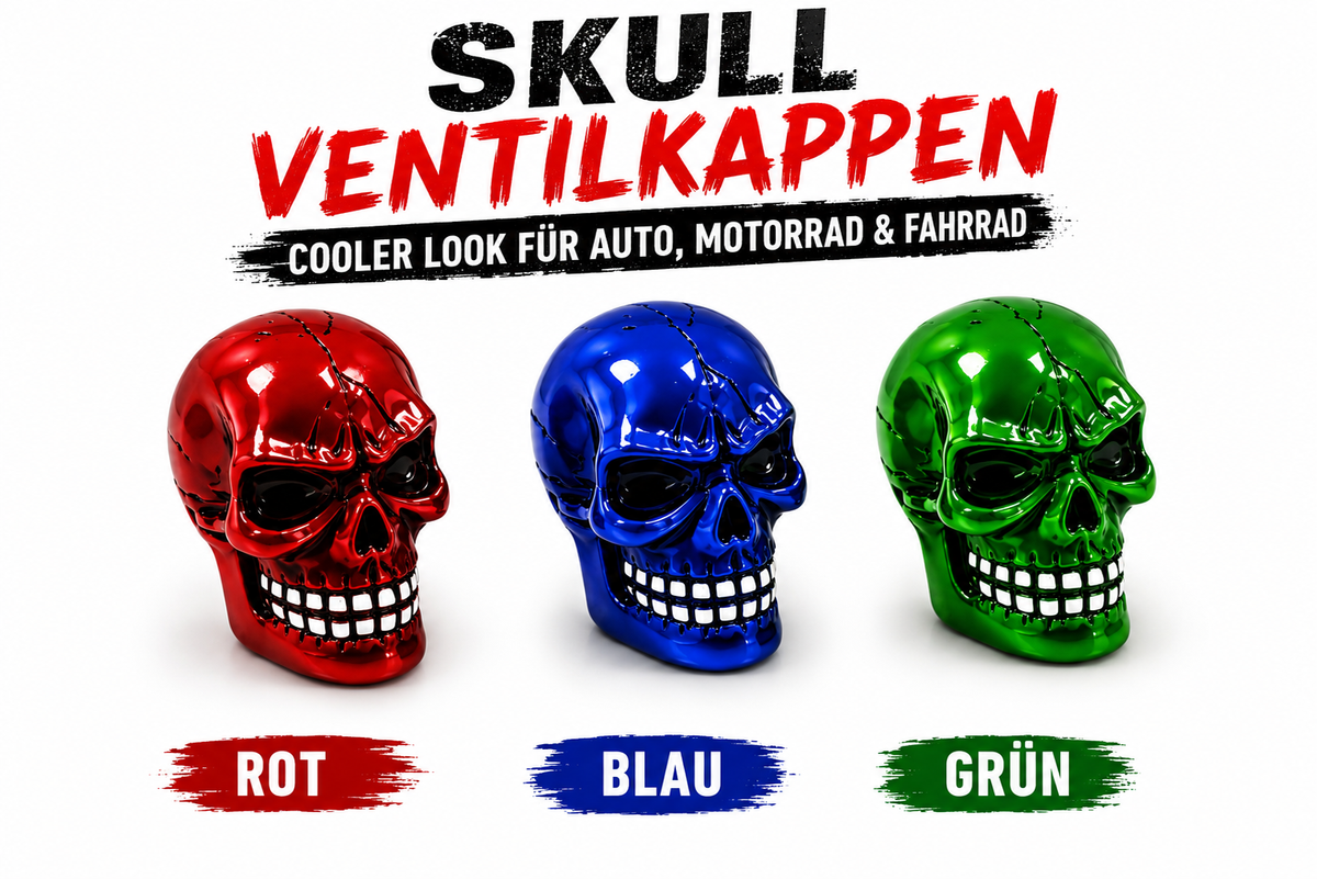 Ventilkappen, Premium Totenkopfdesign 4Stück Handbemalt Schraderventile