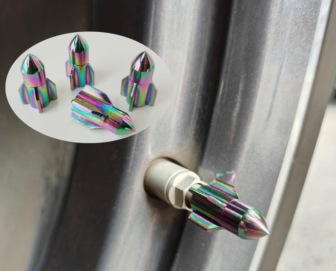 Ventilkappen Raketen oil slick Style 4 Stück Schrader