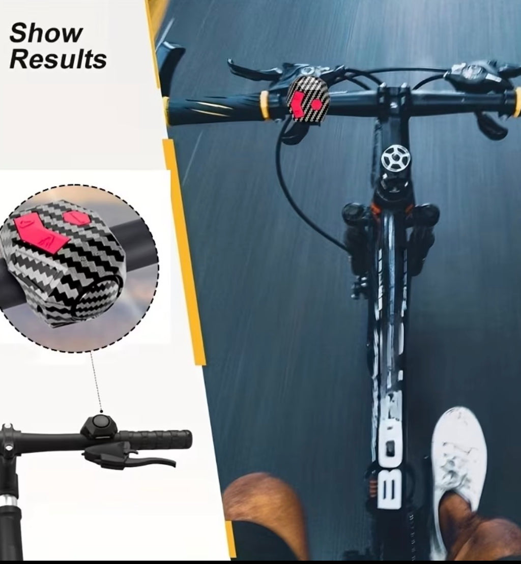 Fahrradhupe 120 dB mit Alarm & USB-Ladefunktion – Schwarz / Carbon-Look