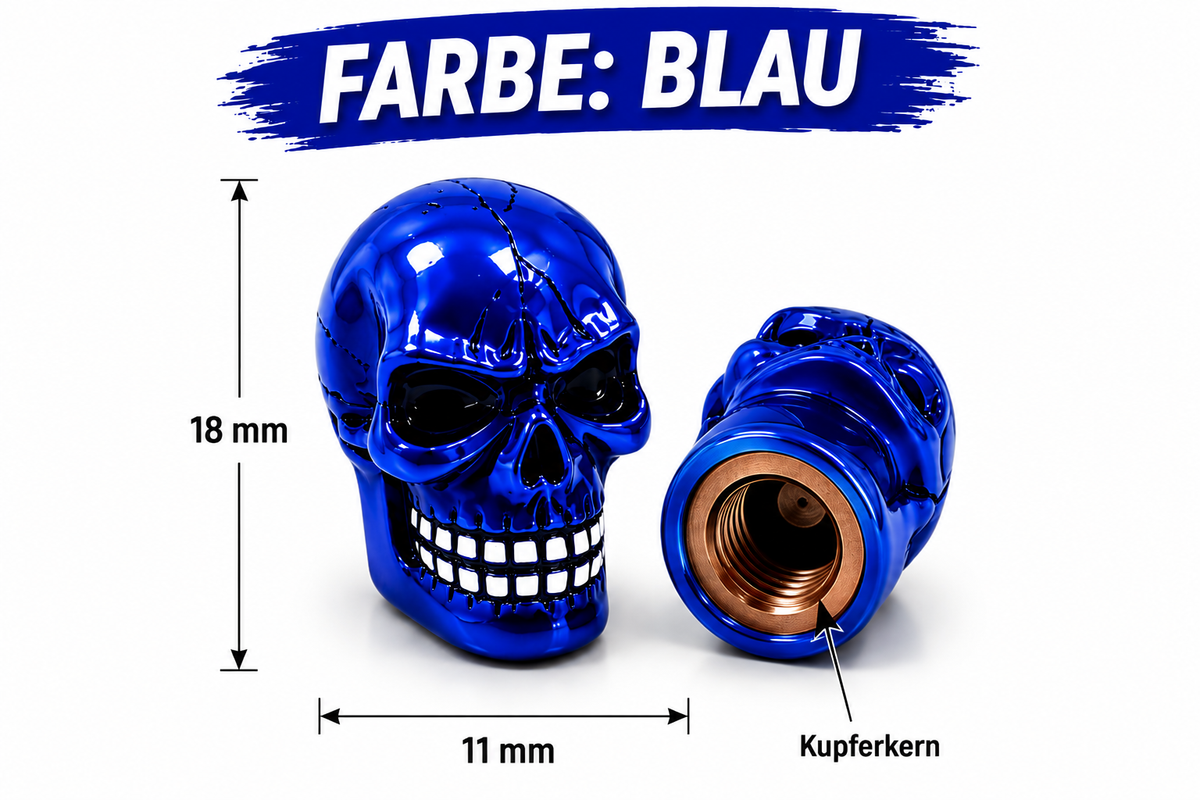Ventilkappen, Premium Totenkopfdesign 4Stück Handbemalt Schraderventile