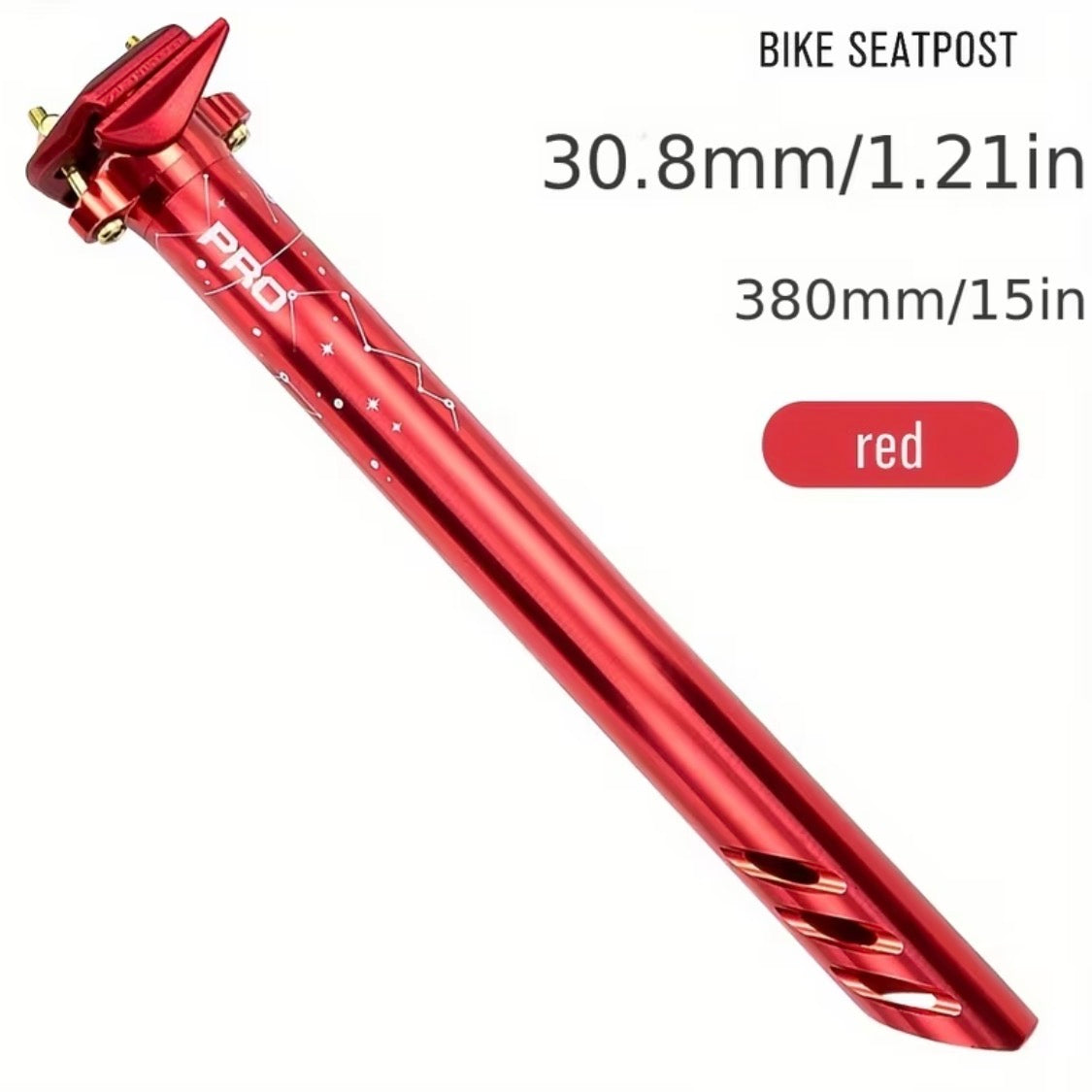 Alu-Sattelstütze 380 mm – Rot & Oil Slick – Ø 27,2 / 30,8 / 31,6 mm x 400 mm