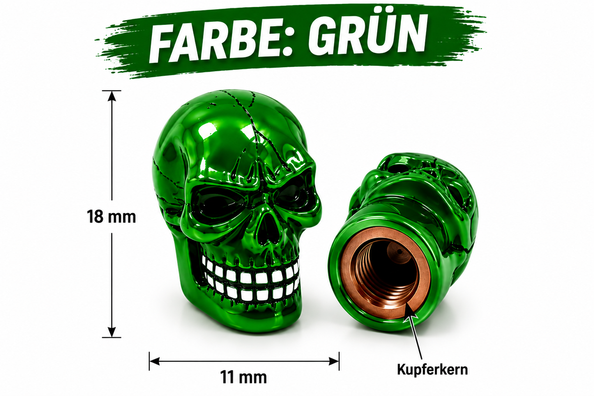Ventilkappen, Premium Totenkopfdesign 4Stück Handbemalt Schraderventile