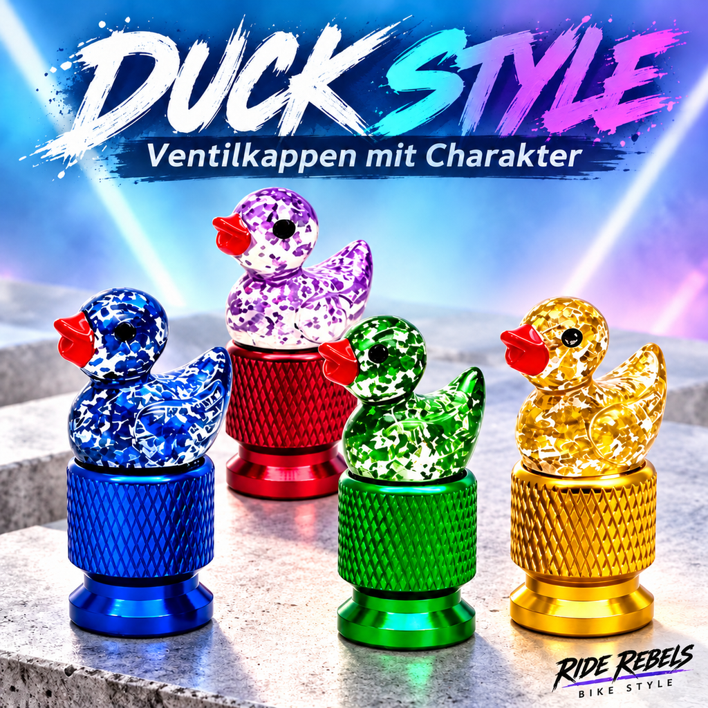 Ventilkappen 4 Stück verschiedene Farben Schrader glitzer Entchen