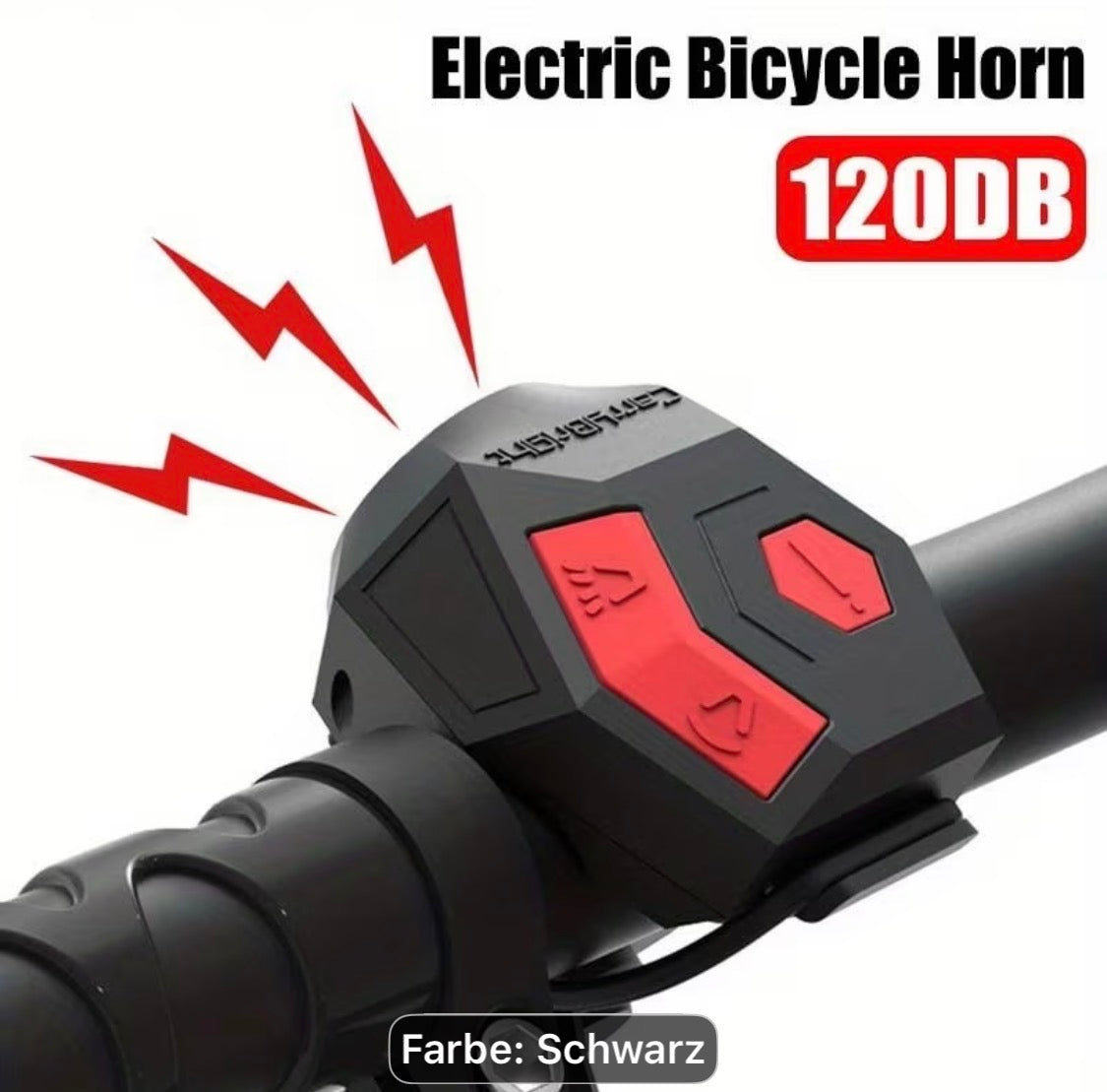 Fahrradhupe 120 dB mit Alarm & USB-Ladefunktion – Schwarz / Carbon-Look